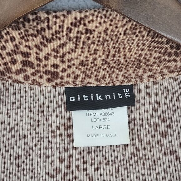 Vtg Citiknits Womens L Traveller Long Sleeve Button Down Animal Print  Shirt JCT - Picture 4 of 7
